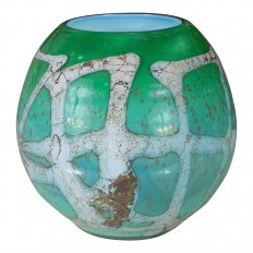 Ovoid green and white Murano glass vase
